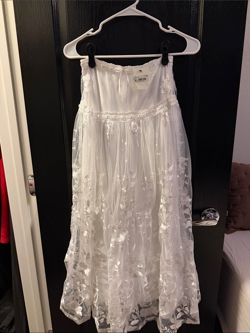 Altar’d State White Embroidered Tulle Maxi Skirt